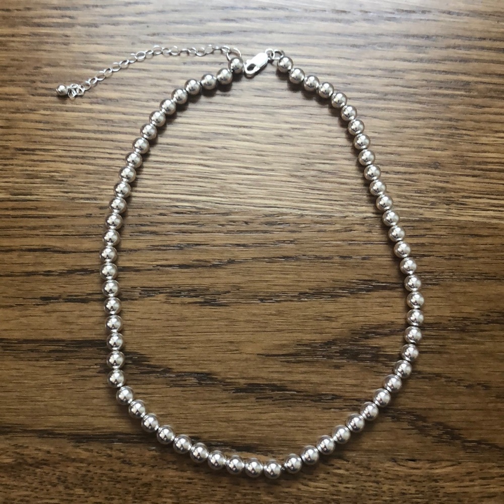 16 inch silver beaded necklace